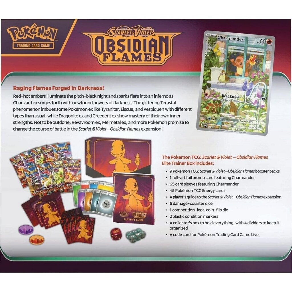 Žaidimo kortų rinkinys Pokemon TCG Scarlet & Violet 3 Obsidian Flames Elite Trainer Box kaina ir informacija | Lavinamieji žaislai | pigu.lt