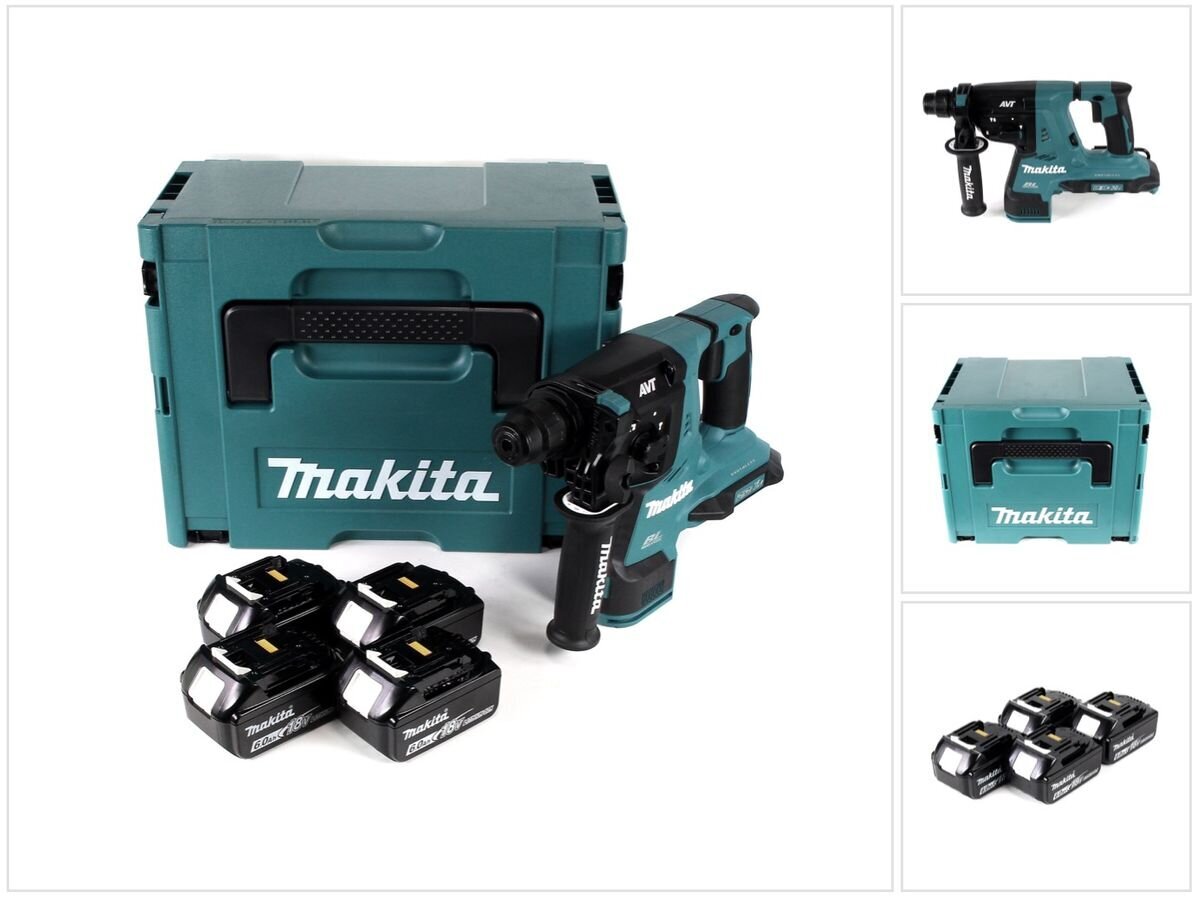 Akumuliatorinis perforatorius Makita DHR 280 G4J, 2 x 18 V, 36 V SDS-PLUS, Makpac, su akumuliatoriumi, be įkroviklio kaina ir informacija | Perforatoriai | pigu.lt