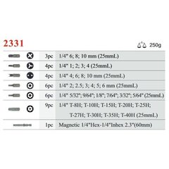 Antgalių rinkinys 1/4" Force, 33 vnt. цена и информация | Механические инструменты | pigu.lt