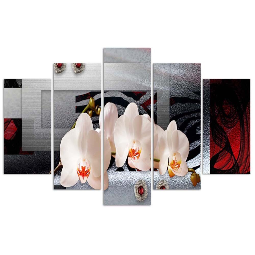 Penkių dalių reprodukcija Baltos orchidėjos цена и информация | Reprodukcijos, paveikslai | pigu.lt