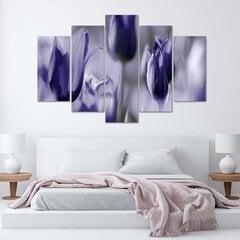 Penkių dalių reprodukcija Violetinės tulpės pievoje kaina ir informacija | Reprodukcijos, paveikslai | pigu.lt