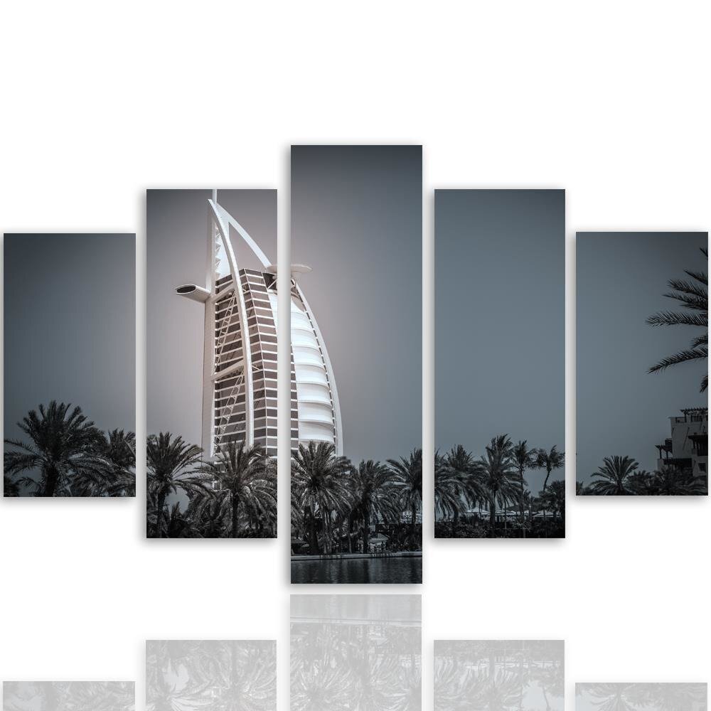 Penkių dalių reprodukcija Modernus viešbutis Dubajuje kaina ir informacija | Reprodukcijos, paveikslai | pigu.lt