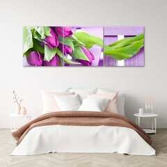 Trijų dalių reprodukcija Violetinės tulpės kaina ir informacija | Reprodukcijos, paveikslai | pigu.lt