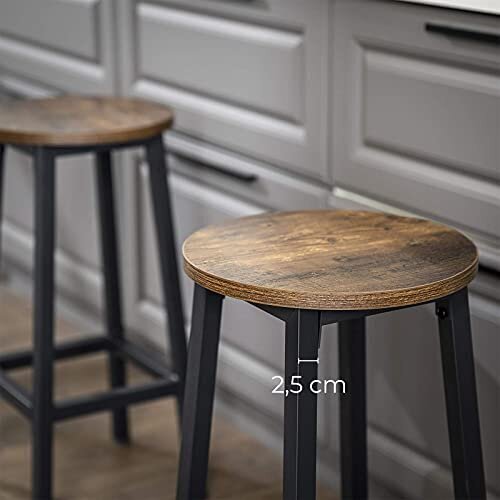 Baro kėdžių rinkinys iš 4 Vasagle juodos, rudos spalvos kaina ir informacija | Virtuvės ir valgomojo kėdės | pigu.lt