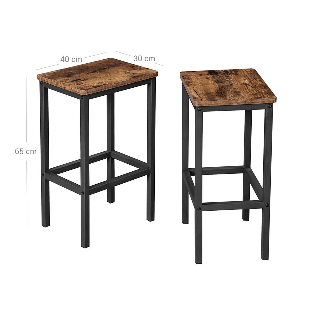 2-ių dalių baro kėdžių komplektas Songmics, rudas kaina ir informacija | Virtuvės ir valgomojo kėdės | pigu.lt