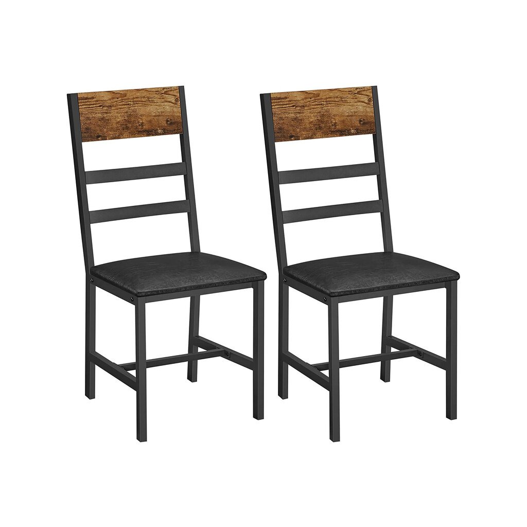 2-ių dalių virtuvės kėdžių komplektas Songmics, juodas/rudas kaina ir informacija | Virtuvės ir valgomojo kėdės | pigu.lt