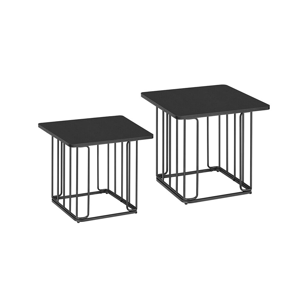 2-ių dalių naktinių staliukų komplektas Vasagle, juodas kaina ir informacija | Spintelės prie lovos | pigu.lt