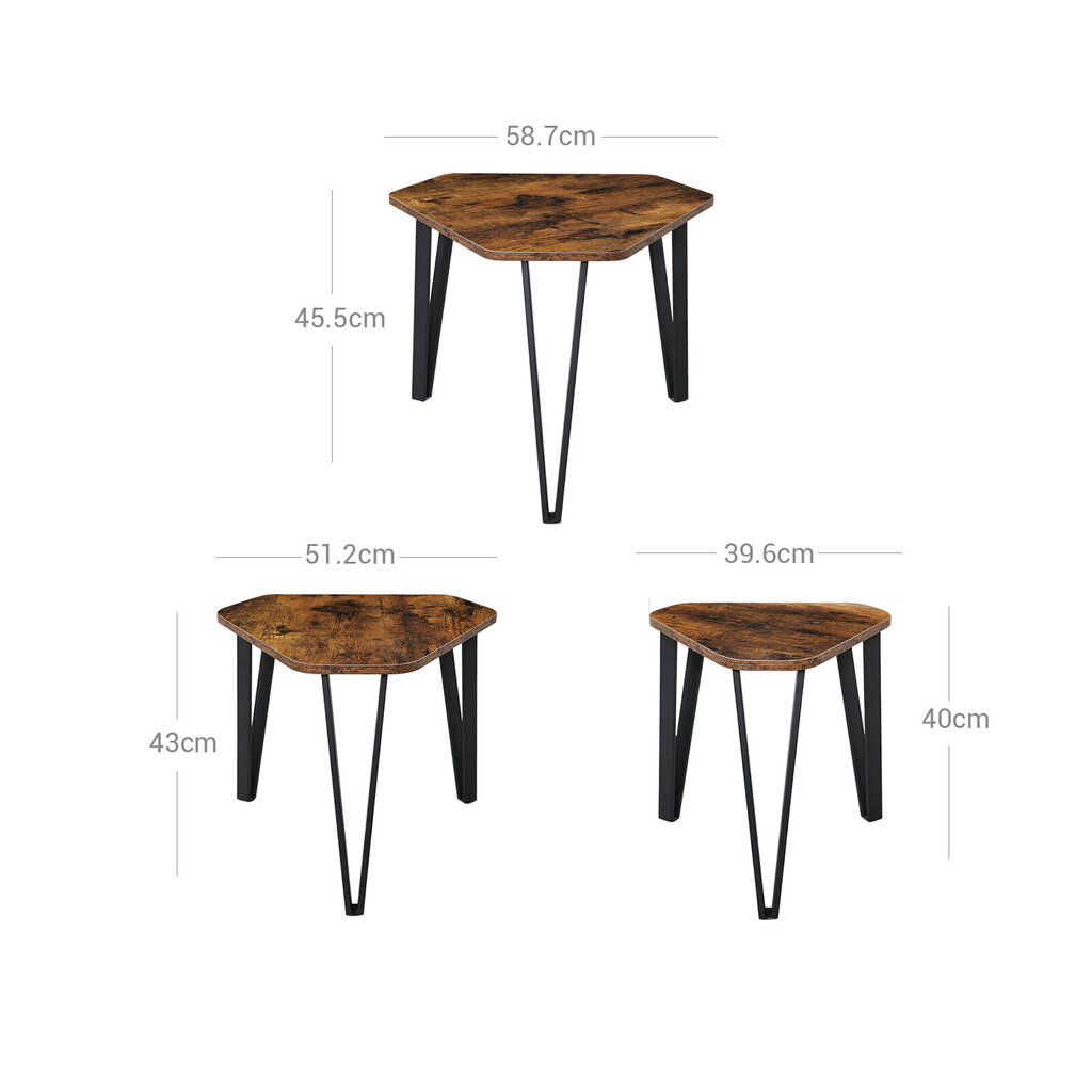 Kavos staliukas Vasagle, juodas/rudas kaina ir informacija | Kavos staliukai | pigu.lt