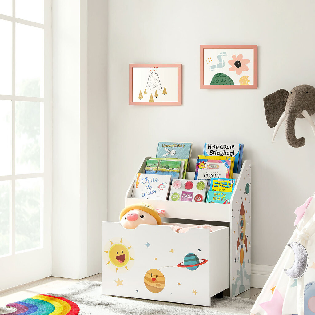 Žaislų lentyna Vasagle, balta kaina ir informacija | Vaikiškos lentynos | pigu.lt