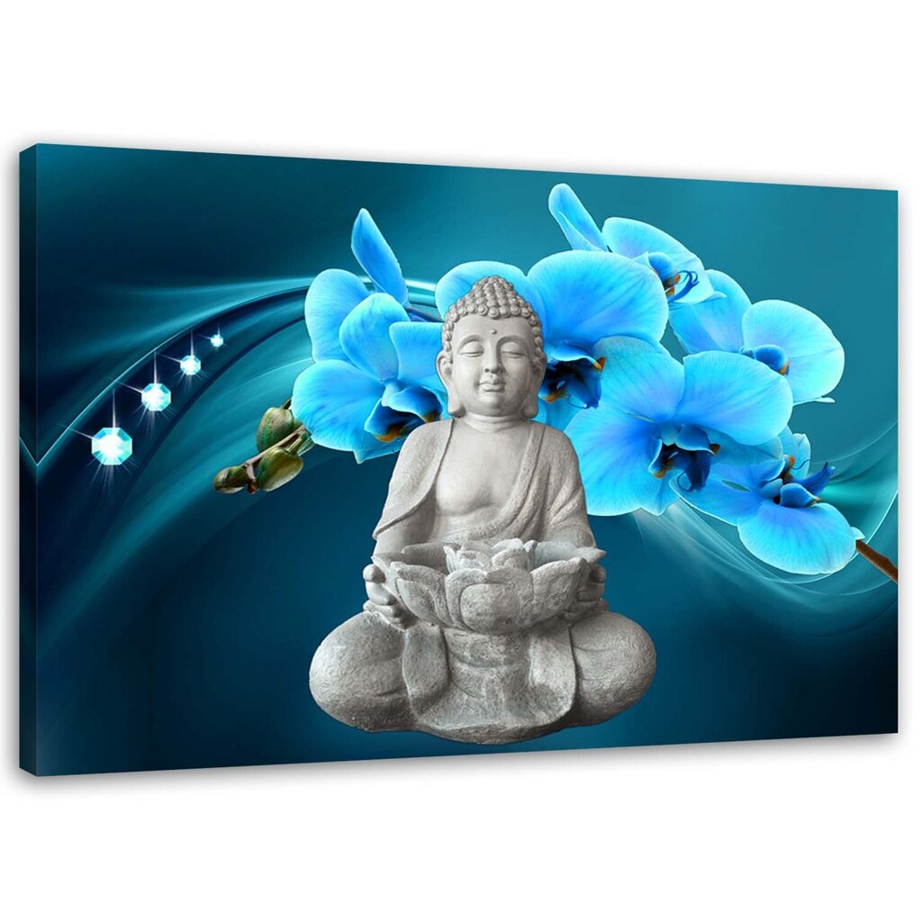 Reprodukcija Buda su mėlyna orchidėja цена и информация | Reprodukcijos, paveikslai | pigu.lt