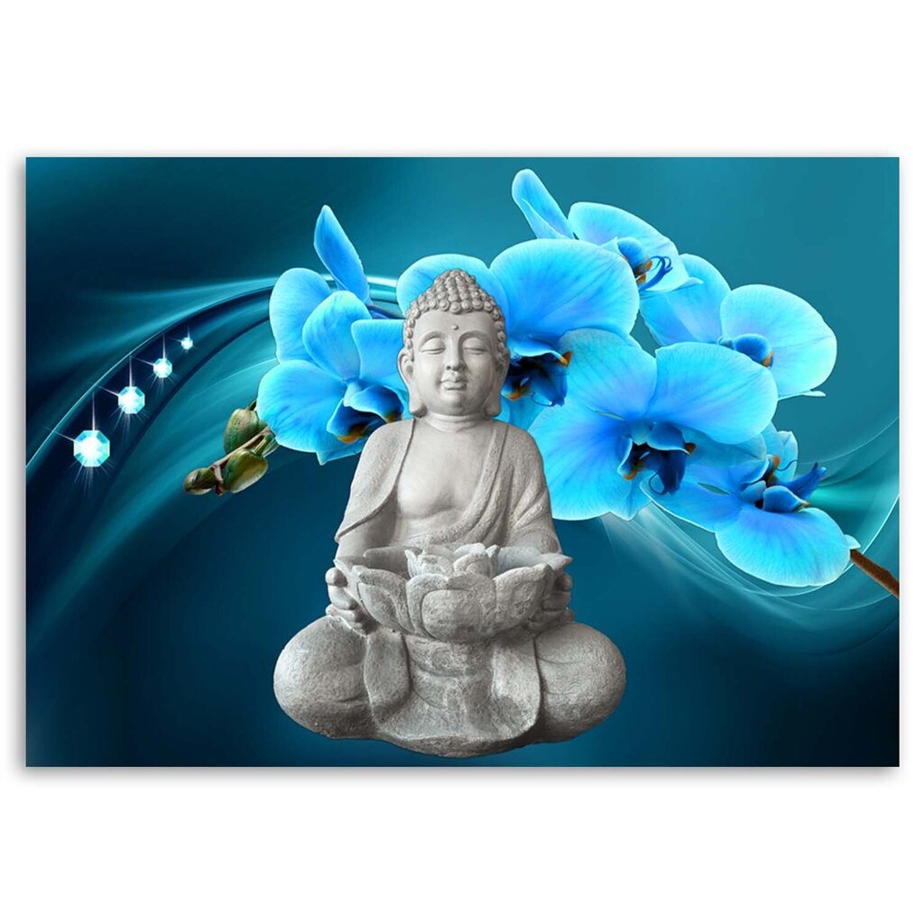Reprodukcija Buda su mėlyna orchidėja kaina ir informacija | Reprodukcijos, paveikslai | pigu.lt
