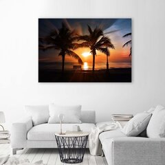 Reprodukcija Palmės prie jūros saulėlydžio metu kaina ir informacija | Reprodukcijos, paveikslai | pigu.lt
