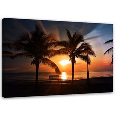 Reprodukcija Palmės prie jūros saulėlydžio metu kaina ir informacija | Reprodukcijos, paveikslai | pigu.lt