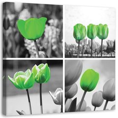 Reprodukcija Žalių tulpių rinkinys kaina ir informacija | Reprodukcijos, paveikslai | pigu.lt