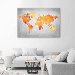 Reprodukcija Oranžinis pasaulio žemėlapis kaina ir informacija | Reprodukcijos, paveikslai | pigu.lt