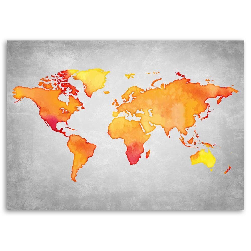 Reprodukcija Oranžinis pasaulio žemėlapis kaina ir informacija | Reprodukcijos, paveikslai | pigu.lt