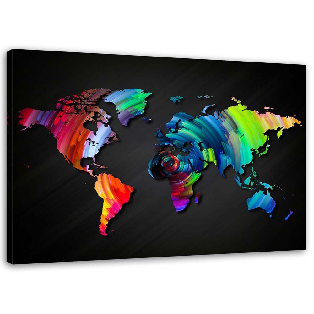 Reprodukcija Pasaulio žemėlapis su daugybe spalvų kaina ir informacija | Reprodukcijos, paveikslai | pigu.lt