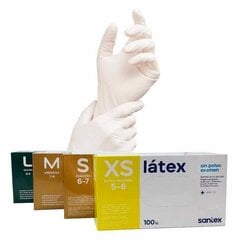 Vienkartinės latekso pirštinės SANTEX 100vnt. (be pudros): Dydis - XL цена и информация | Рабочие перчатки | pigu.lt
