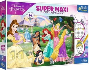 Dvipusė dėlionė Super Maxi Disney Happy Princesses 3in1, 24 d. цена и информация | Пазлы | pigu.lt