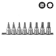 Antgalis galvutė Star 3/8" rinkinys Force, 8 vnt. kaina ir informacija | Mechaniniai įrankiai | pigu.lt