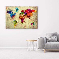 Reprodukcija Pasaulio žemėlapis iš spalvų kaina ir informacija | Reprodukcijos, paveikslai | pigu.lt