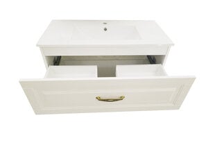 Pakabinama apatinė vonios spintelė su kriaukle, balta цена и информация | Шкафчики для ванной | pigu.lt