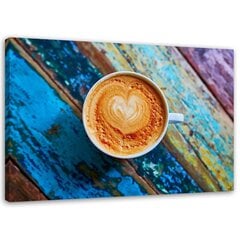 Paveikslas Kava ant spalvingos medienos kaina ir informacija | Reprodukcijos, paveikslai | pigu.lt