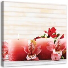 Paveikslas Rausvos žvakės ir gėlės kaina ir informacija | Reprodukcijos, paveikslai | pigu.lt