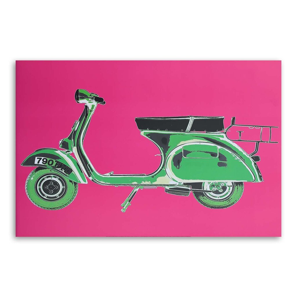 Paveikslas Žalias motoroleris rožiniame fone kaina ir informacija | Reprodukcijos, paveikslai | pigu.lt