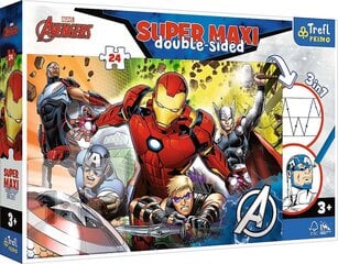 Dvipusė dėlionė Super Maxi Strong Avengers 3in1, 24 d. kaina ir informacija | Dėlionės (puzzle) | pigu.lt