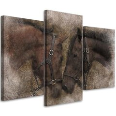 Trijų dalių reprodukcija Du įlankos arkliai kaina ir informacija | Reprodukcijos, paveikslai | pigu.lt