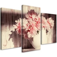 Trijų dalių reprodukcija Vintažinės gėlės vazoje kaina ir informacija | Reprodukcijos, paveikslai | pigu.lt