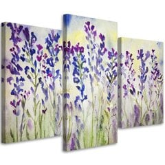 Trijų dalių reprodukcija Purpurinės ir mėlynos gėlės kaina ir informacija | Reprodukcijos, paveikslai | pigu.lt