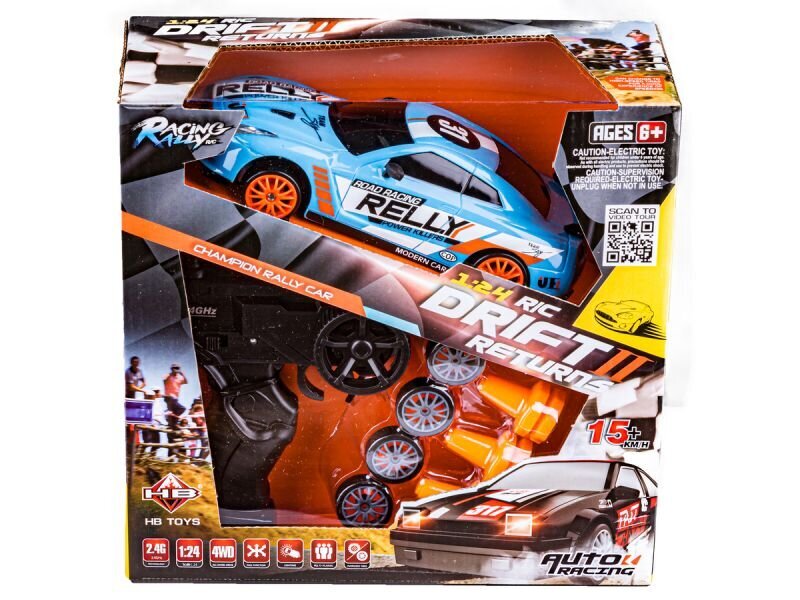 Radijo bangomis valdomas automobilis Drift Car 1:24 2.4GHz 4WD mėlyna Nissan GT-R kaina ir informacija | Žaislai berniukams | pigu.lt