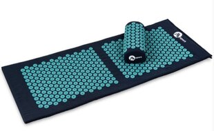 Dvigubas sveikatos akupresūros kilimėlis, pagalvė ir krepšys, mėlynas kaina ir informacija | Masažo reikmenys | pigu.lt