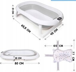 Складная детская ванночка с термометром и подушкой To-ma, 80см, серая цена и информация | Товары для купания | pigu.lt