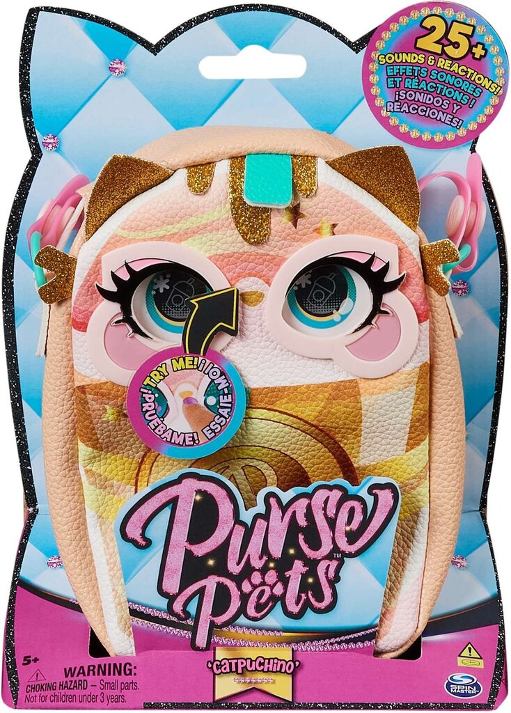 Mergaičių maišelis su akimis Trendy Treats Purse Pets Catpuchino kaina ir informacija | Žaislai mergaitėms | pigu.lt