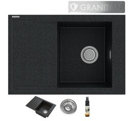 Granito kriauklė su nusausintuvu Granitan Lepe, juoda цена и информация | Раковины на кухню | pigu.lt