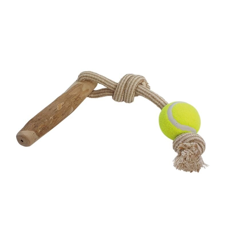 Žaislas šunims teniso kamuoliukas ant virvės su kavamedžio rankena, M, 48 cm цена и информация | Žaislai šunims | pigu.lt