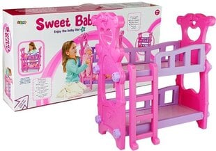 Dviaukštė lova lėlėms Lean Toys, rožinė kaina ir informacija | Žaislai mergaitėms | pigu.lt