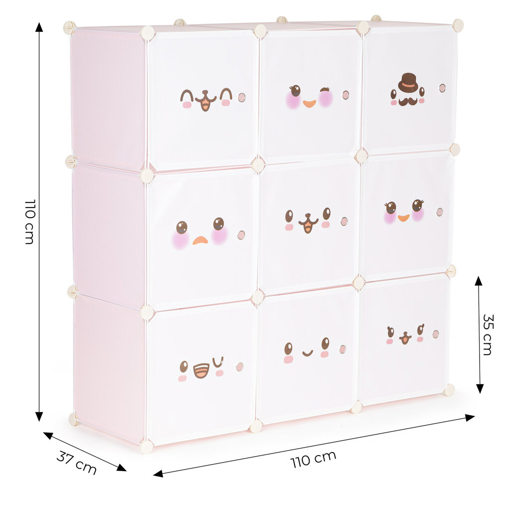 Vaikiška spintelė ModernHome, 110x110x37 cm, rožinė/balta kaina ir informacija | Vaikiškos spintelės | pigu.lt