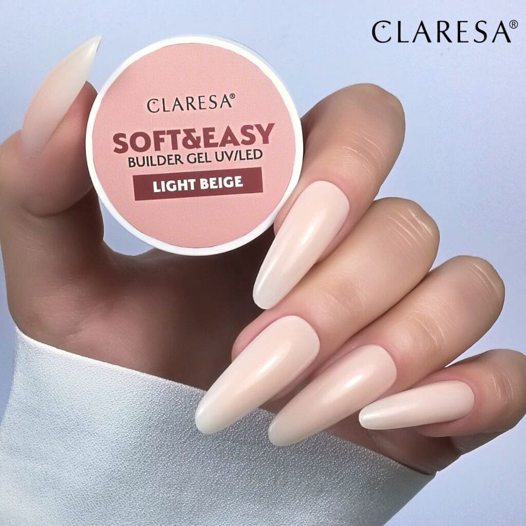 Nagų priauginimo gelis Claresa Soft&Easy Builder Gel Light Beige, 90 g kaina ir informacija | Manikiūro, pedikiūro priemonės | pigu.lt