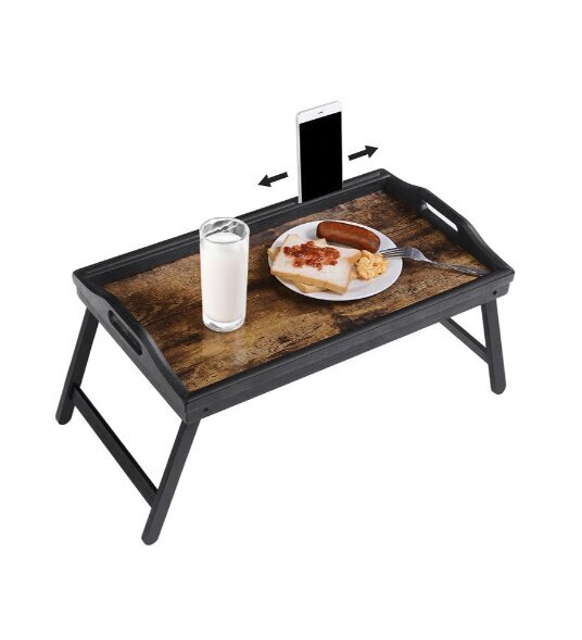 Nešiojamasis stalas, 50x30x26 cm, rudas/juodas kaina ir informacija | Virtuvės ir valgomojo stalai, staliukai | pigu.lt