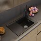 Granito kriauklė su nusausintuvu, Granitan Lepe, juoda kaina ir informacija | Virtuvinės plautuvės | pigu.lt
