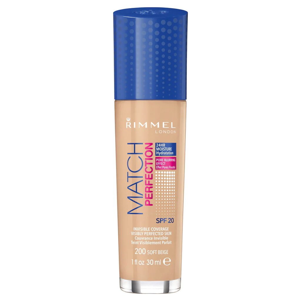 Makiažo pagrindas Rimmel London Macth & Perfection 30 ml, Nr.010 Light Porcelain цена и информация | Makiažo pagrindai, pudros | pigu.lt