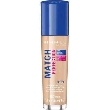 Makiažo pagrindas Rimmel London Macth & Perfection 30 ml, Nr.100 Ivory kaina ir informacija | Makiažo pagrindai, pudros | pigu.lt