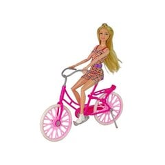 Lėlė su dviračiu Lean Toys kaina ir informacija | Žaislai mergaitėms | pigu.lt