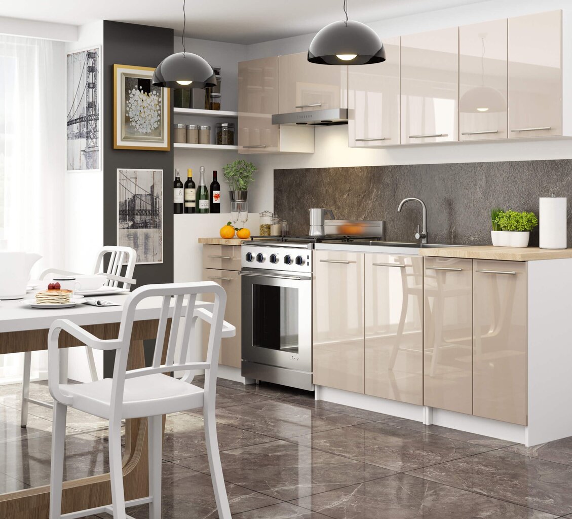 Virtuvinė spintelė Akord Oliwia S40, smėlio spalvos/balta kaina ir informacija | Virtuvinės spintelės | pigu.lt