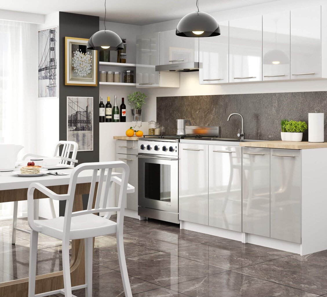 Virtuvinė spintelė Akord Oliwia S60, pilka/balta kaina ir informacija | Virtuvinės spintelės | pigu.lt