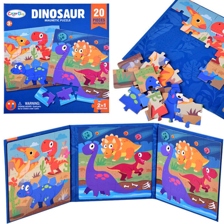 Dėlionių knyga su magnetais Color Day Dinosaurus цена и информация | Dėlionės (puzzle) | pigu.lt